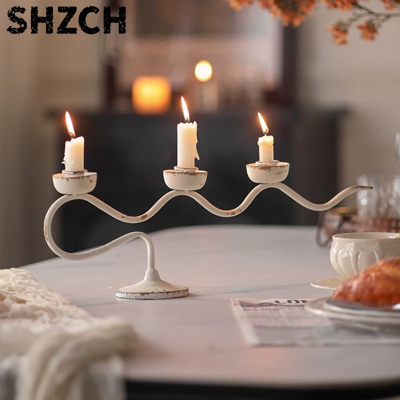 Collectible Vintage Matches - Vintage Wave Design 3-Candle Holder, White,