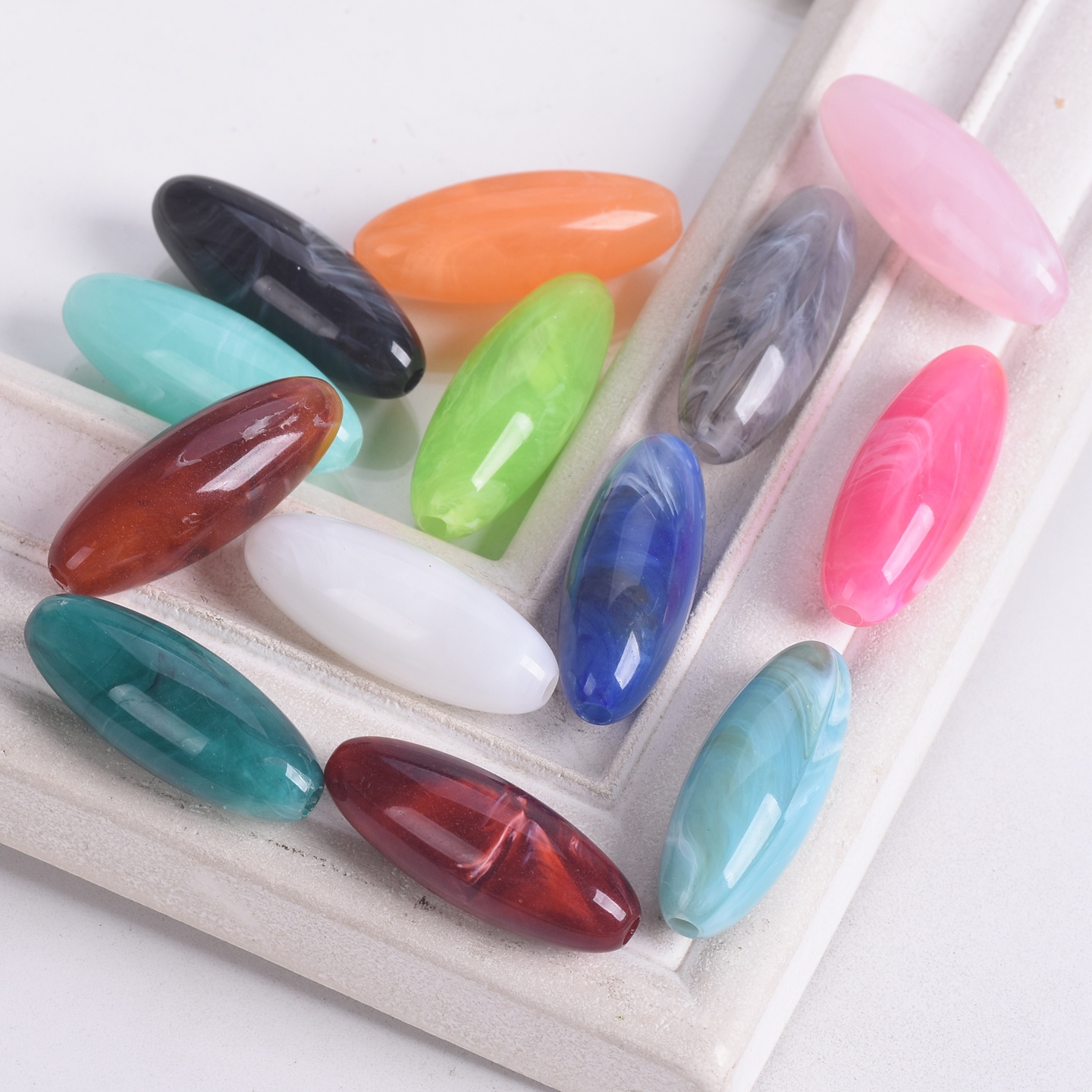 10pcs Rugby Oval Shape 31x12mm - Vintage Collectible Marbles recension och pris