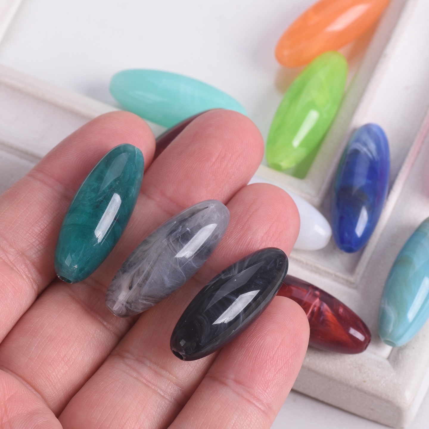 10pcs Rugby Oval Shape 31x12mm - Vintage Collectible Marbles recension och pris