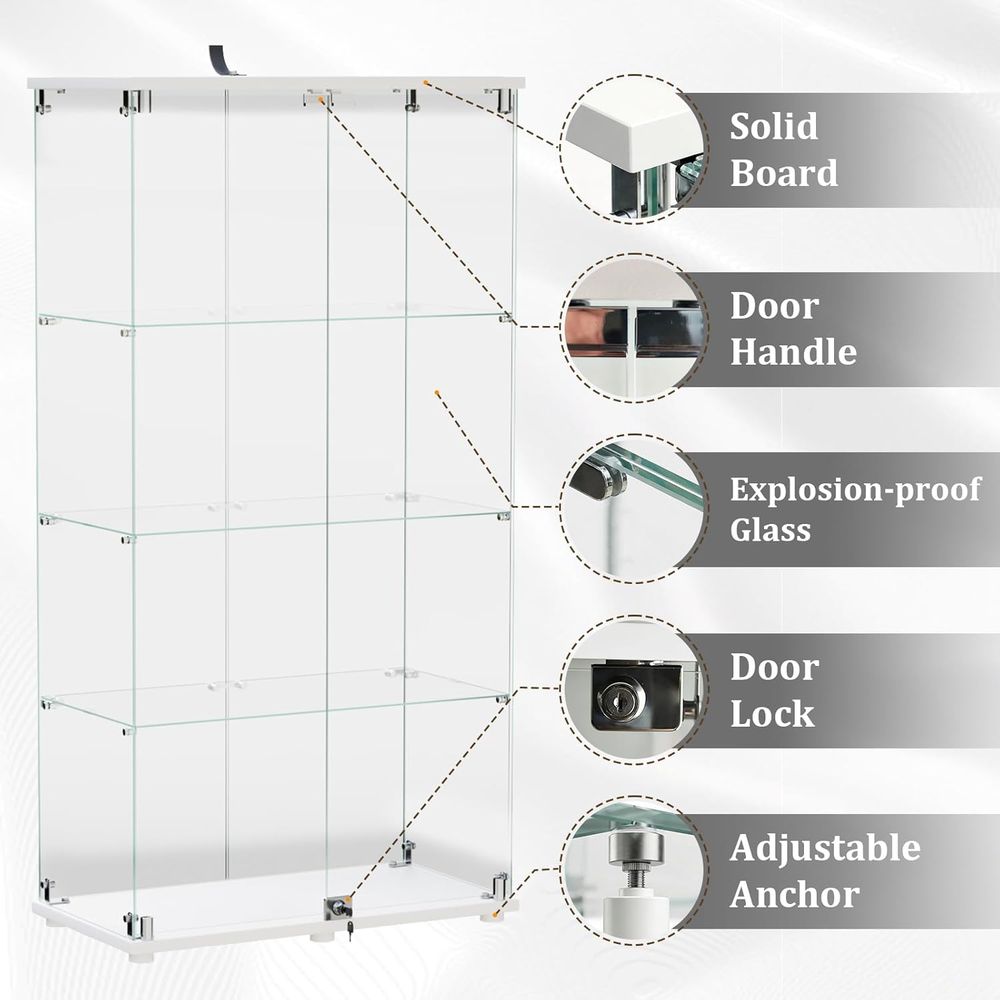 Tempered Glass Display Cabinet - Collectible & Vintage Dolls For Wedding recension och pris