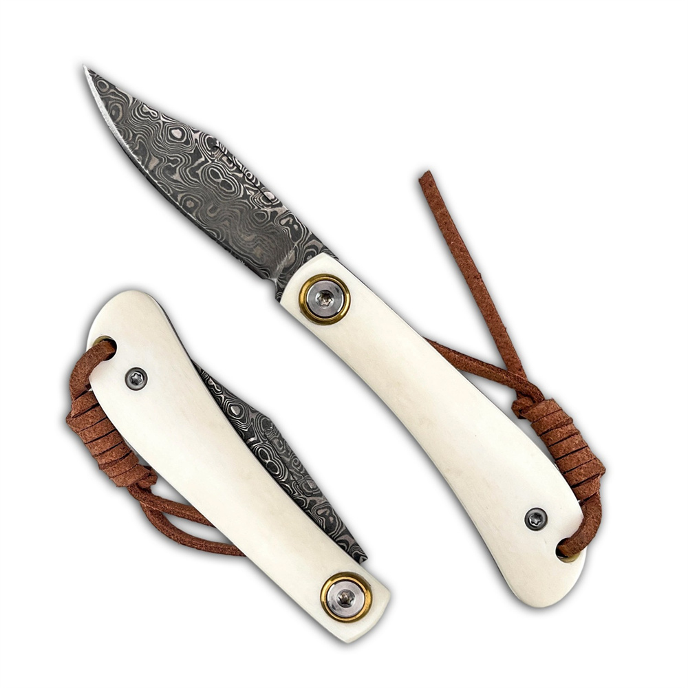 Compact Vintage Damascus Foldi - Vintage Collectible Knife recension och pris