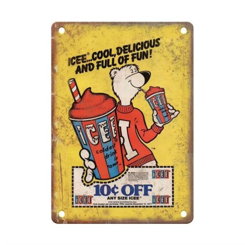 Y1,Vintage ICEE Tin Sign Man C - Vintage Collectible Bears recension och pris