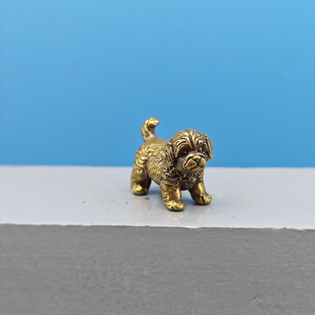 Mini Brass Dog Statue French B - Vintage Collectible Bears recension och pris