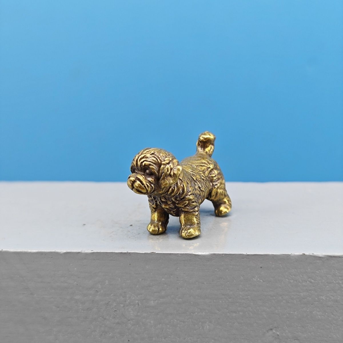 Mini Brass Dog Statue French B - Vintage Collectible Bears recension och pris