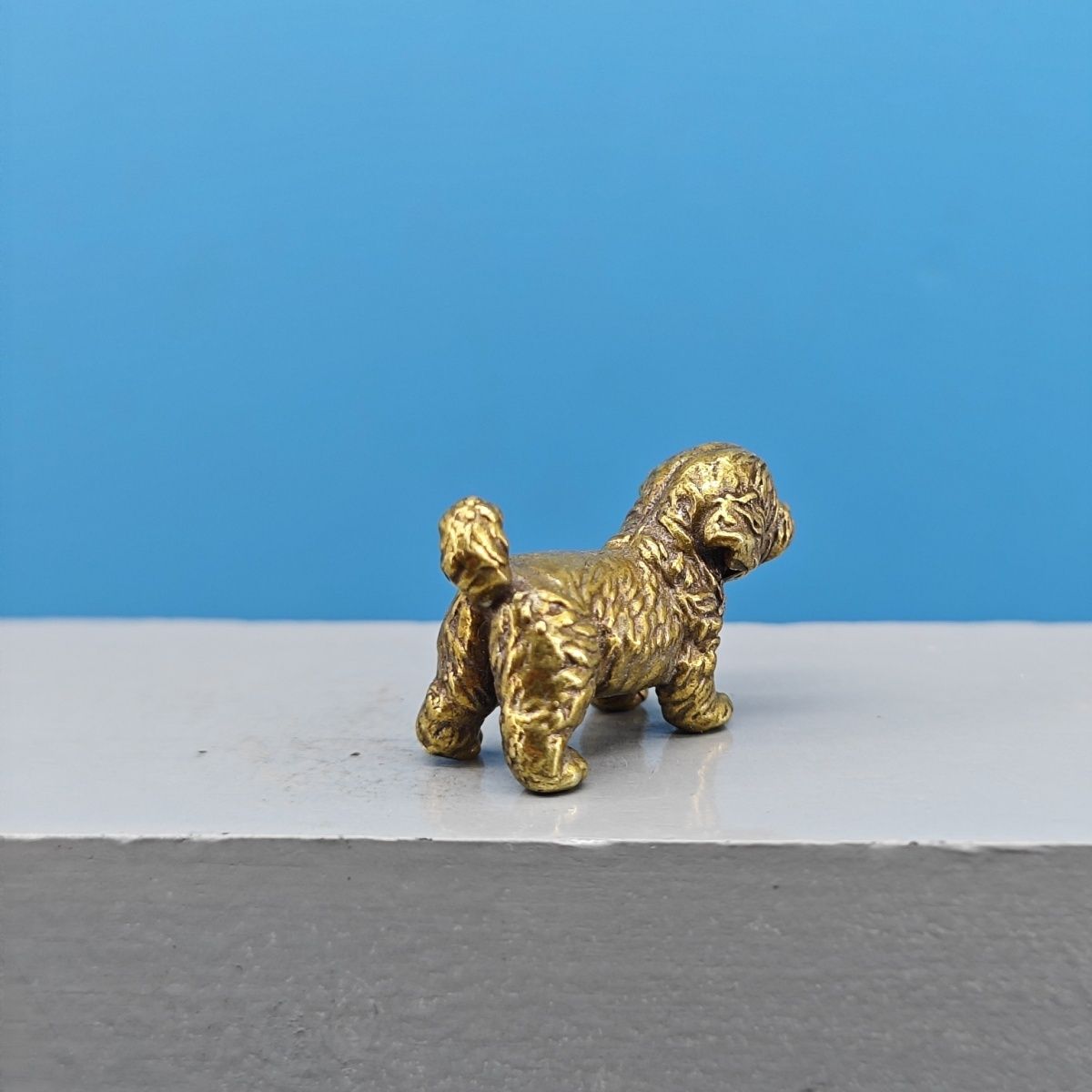 Mini Brass Dog Statue French B - Vintage Collectible Bears recension och pris