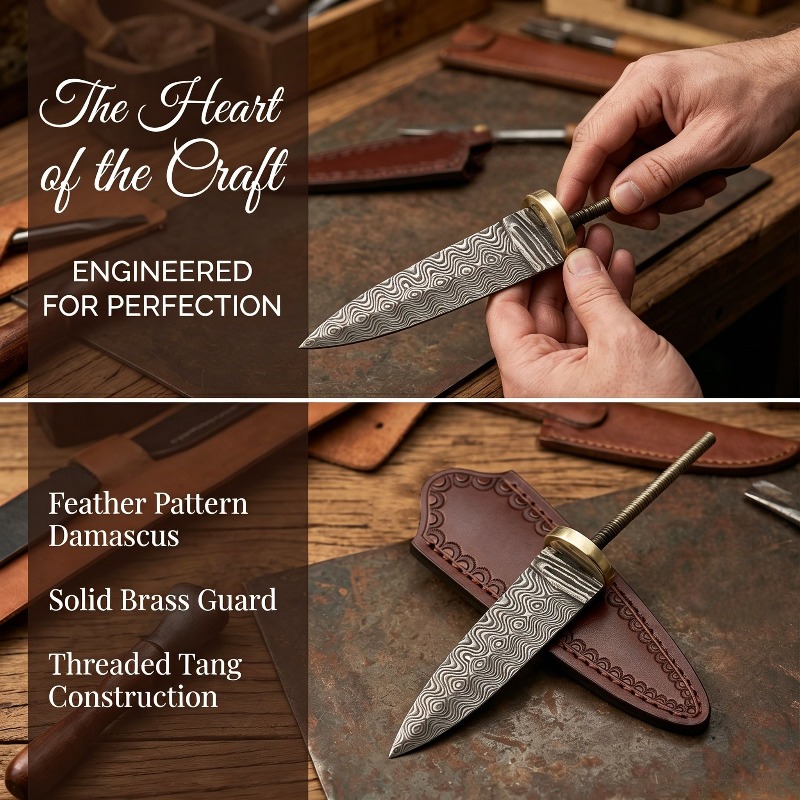 Vintage Damascus Steel Tea Kni - Vintage Collectible Knife recension och pris