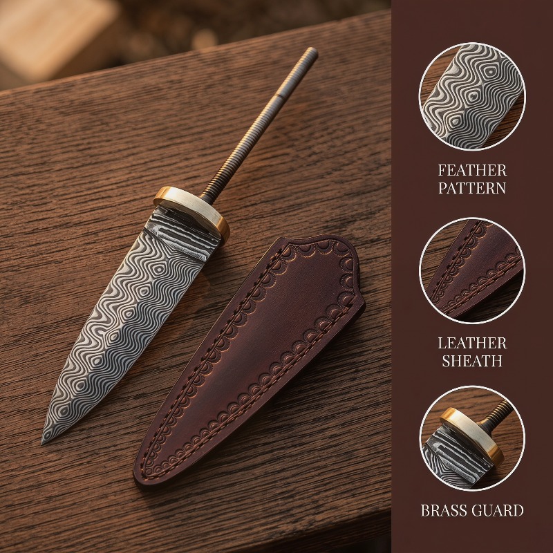 Vintage Damascus Steel Tea Kni - Vintage Collectible Knife recension och pris